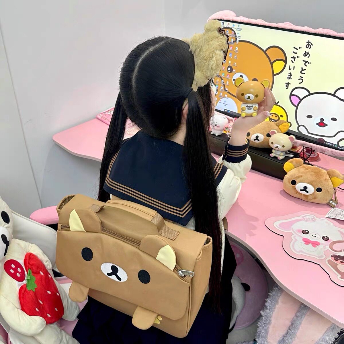 Women'S Japanese Bags - Plecak z misiem z kreskówki, japoński,