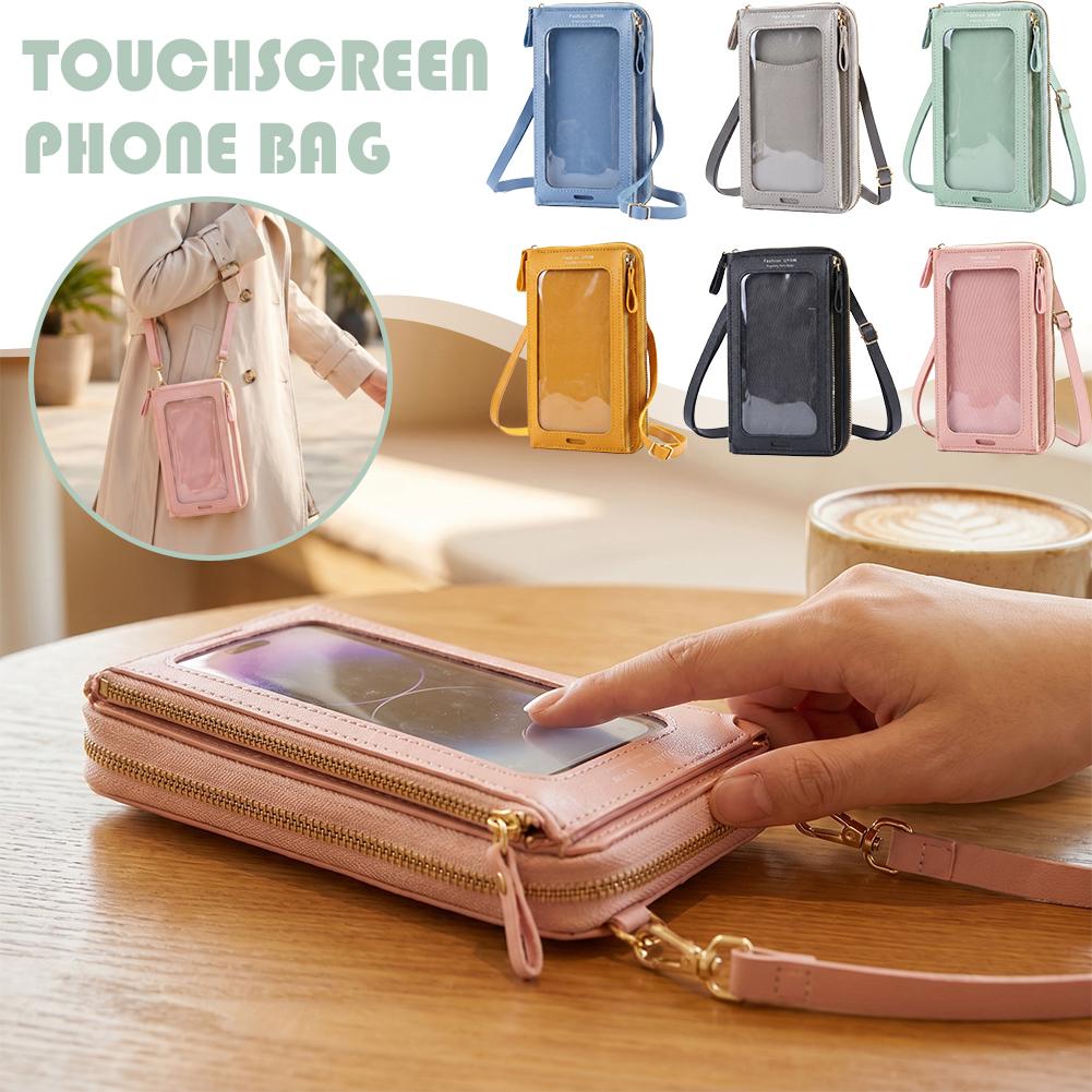 Phone Bag Crossbody - Damskie torebki, portfele z miękkiej skóry,